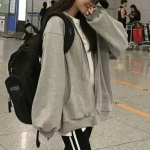 데일리 무지 베이직 스타일 루즈핏 긴팔 후드집업 깔깔이 점퍼 얇은 여자 여성 잠바 야구 항공
