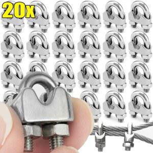 1 10pcs 스테인레스 스틸 U M5 볼트 클립 빨랫줄 안장 M3 패스너 와이어 로프 클램프 하드웨어 케이블