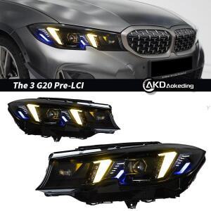 BMW G20 2019-2021 용 2PCS 자동차 부품 헤드 라이트 업그레이드 레이저 스타일 M3 LCI 주간 조명 LED 프로