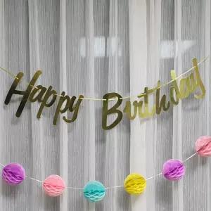 알파벳 필기체 생일축하 홈파티 가랜드 골드