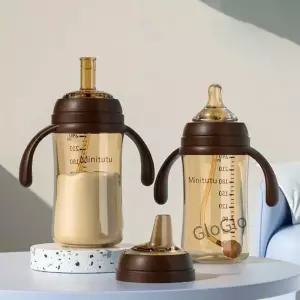 대용량 240ml/300ml 빨대컵 5CM 와이드 넥 PP 소재 우유병 배앓이 방지 BPA 프리 수유병