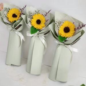 해바라기 한송이 꽃다발 비누꽃 프리저브드 생일 답례품 미니꽃다발 남자친구선물