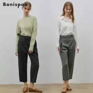[보니스팍스][보니스팍스(Bonispax)] 면터치 핀턱 세미 배기 팬츠 (택가격 139000원)