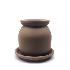 베트남 토분 테라원 우유병 15x20cm 초코 받침셋트인테리어화분 깔끔한 거실인 개업축하 식물키우기 반려