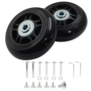 Zorveiio 2 팩 70mm x 여행가방 교체용 바퀴 블랙 스케이트 휠 캐스터 고무 액세서리 포함 수하물