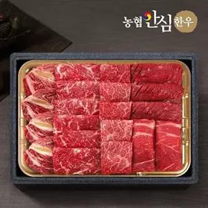 [농협안심한우]T_[농협안심한우] 1등급 한우 모듬채반 1kg(등심+채끝+특수부위+불고기+국거리)