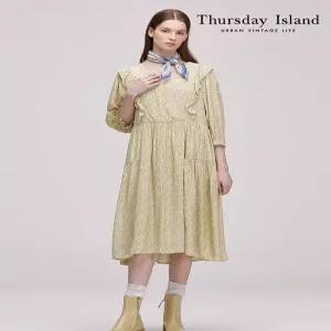 [써스데이아일랜드][Thursday Island] 프린트 러플 플레어 원피스(T242MOP148W)