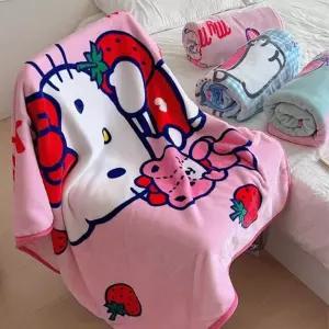 산리오 플러시 담요/교실/차안/휴대용/보온/차박/캠핑/무릎/낮잠/회사/여행/어린이/아이/캐릭터/학생/학교