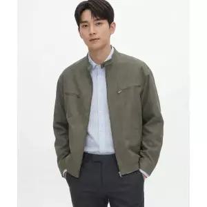 PLACESTUDIOMAN 빈티지 오버핏 넥 버튼 투웨이 레더 레이싱 바이커 자켓_2COLOR