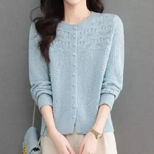 에이시크 레이스 펀칭 부클 가디건 C26ACD312