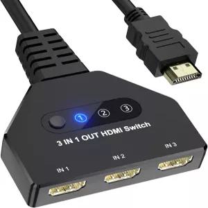 HDMI 스위치 3-in1 아웃 셀렉터 4K@30Hz 3포트 스위처 박스 3대 기기용 허브 어댑터 풀 HD 1080P 3D 지원