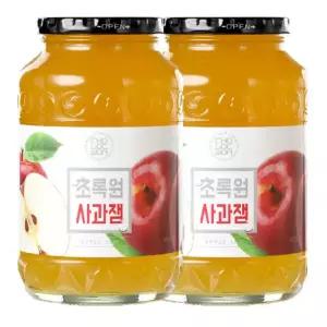(1kgx2병)초록원 사과잼 2kg 쨈 토스트 시럽 사과쨈 맛있는사과쨈 국산사과쨈 빵 간식 와플 카페 샌드위치