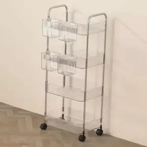 틈새 선반 투명 트롤리 정리대 이동식 선반 수납장 다용도 아크릴 거실 수납 주방 욕실