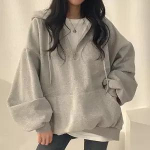 [옷자락]여자 데일리 맨투맨 민무늬 환절기 하프집업 후드티
