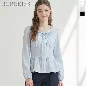 [블루레이스] 리본 포인트 페플럼 블라우스_BI6S1BL5141