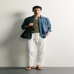 ZARA 코튼-린넨 릴렉스핏 팬츠 - 스크래치 화이트 4470/460/251