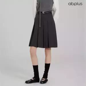 [ab.plus] 벨티드 주름 디테일 미디 스커트 (LSA5MS32A)