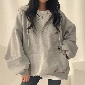 [하프클럽/골피아]여성 오버핏 반집업 후드티 벌룬 데일리 티셔츠