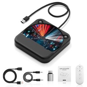 차량용 휴대용 USB CD 플레이어 어댑터 연장 케이블 포함 외부 AUX KC-606