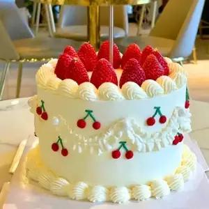 ( )딸기 생크림 모형 케이크 클레이 모조 케익 생일 웨딩 디저트 2단 3단 장식용 미니어쳐