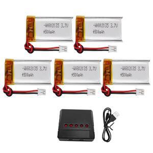 5PCS 3.7V 802035 Lipo 배터리 500mAh 5in1 충전기 Molex 플러그 RC 드론 콥터 공중 글라이더 로봇