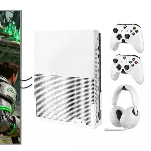 분리 가능한 2개의 컨트롤러 홀더와 헤드폰 거치대가 포함된 GETYEA Wall Mount for Xbox one S 공간