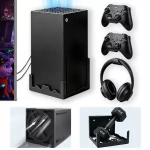 GETYEA Xbox Series X용 월 마운트 2개의 컨트롤러 홀더와 헤드폰 후크가 포함된 액세서리 스토리지 정리대