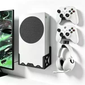 BracNova Wall Mount Kit for Xbox Series S Steel Includes Detachable Controller Holder and Headphone