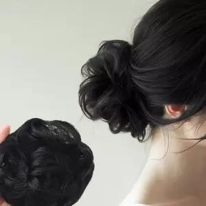 똥머리 집게핀 가발파마머리 블랙 여성가발 13cm 곱창밴드 wy8F416
