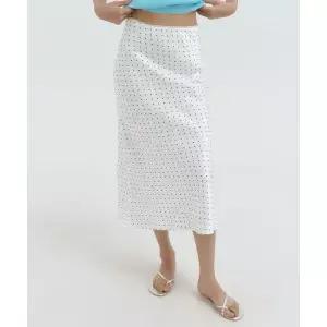LUCIR ZU Flow Satin Long Skirt (dot) 2433731