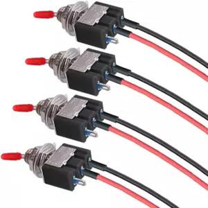 VONVOFF 토글 스위치 4pcs ON/OFF SPST 사전 판매된 와이어 3v/5v/12v/24v/72v/110v/220v/240v/미니 자동차