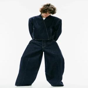 ZARA TRF 벌룬 스티치 청바지 - 다크 인디고 4470/212/443
