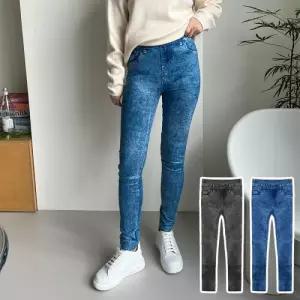 프리 여성 2색 따뜻보들 기모 데님 베이직워싱 레깅스