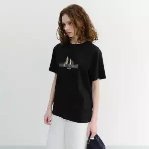 [던스트]UNISEX APPLIQUE YACHT T-SHIRT BLACKUDTS6B134BK