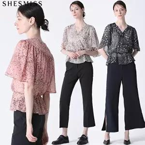 [쉬즈미스][쉬즈미스(SHESMISS)] 플라워 쉬폰 블라우스