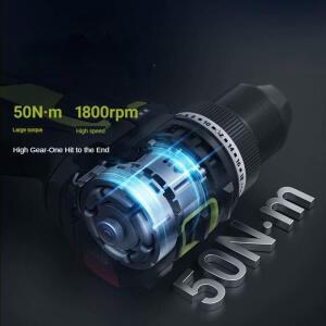 WU135 무선 전기 드릴 12V 50Nm 1800rpm 스마트 Clucth 자동 정지 2 속도 조정 금속 가공 가정용 전동공구