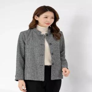 [모슬린]엄마옷 잔체크 차이나 울모직 정장 자켓 615FGH349 마담중년여성빅사이즈50대60대