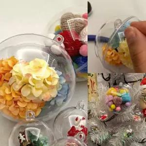 투명 플라스틱 원형 캡슐 9CM 4개 파티볼 실내장식소품 행사용품 웨딩소품