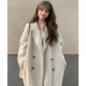 여성 오버핏 더블 롱코트 간절기 아우터