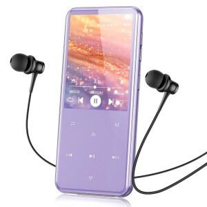 AGPTEK 64GB 블루투스 MP3 플레이어 M3 2.4인치 스피커 탑재 플레이어 | FM 라디오 터치 버튼 포함 최대 128GB 지원(퍼플)