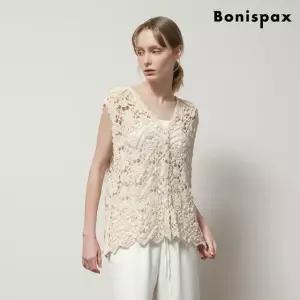 보니스팍스 [(여성의류)]오버핏 크로셰 버튼업 니트 베스트 (XP1VW008L0)