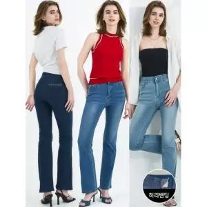 뱅뱅 여성 썸머 라이크라 세미 부츠컷 데님 3종택1