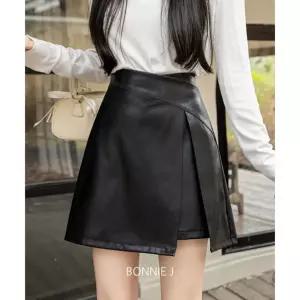 보니제이 레더 랩스타일 치마바지 미니 스커트 (S-2XL) 트임