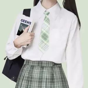 교복 체크 자동 넥타이(그린) G