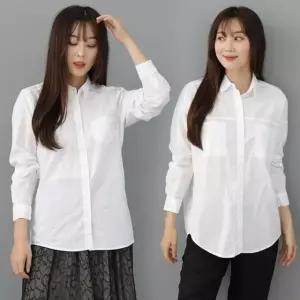남방 긴팔 루즈핏 정장 셔츠 면 기본핏 화이트 여성