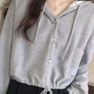 내추럴 후드 스트링 가디건 긴팔 여성 캐주얼 아우터 세련된 상의 데일리룩 예쁜 코디룩