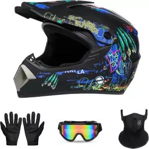 PZ PEZE 청소년 스포츠 풀페이스 헬멧 BMX 산악 자전거 및 오프로드 모터크로스 DOT 인증 오토바이 먼지