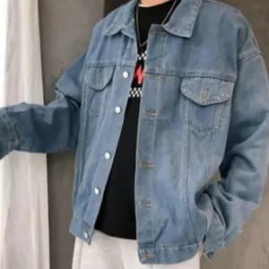 (올핀)데님 오버핏 남자 청자켓 워싱 트러커 자켓