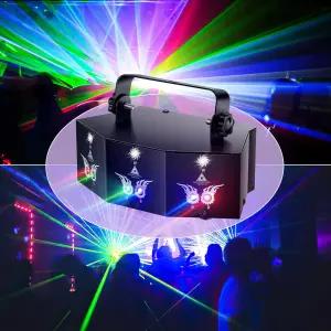 킹 파티 조명 DJ 디스코 9 렌즈 스테이지 지원 DMX512 및 리모컨 사운드 활성화 생일 결혼식 노래방 KTV