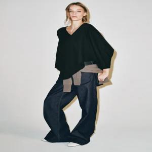 ZARA 수피마 케이프 티셔츠 - 블랙 3431/637/800